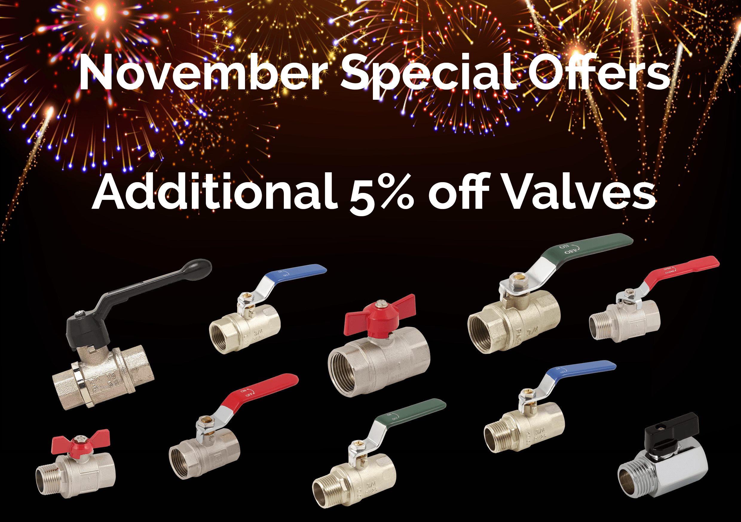 fireworks over different valves