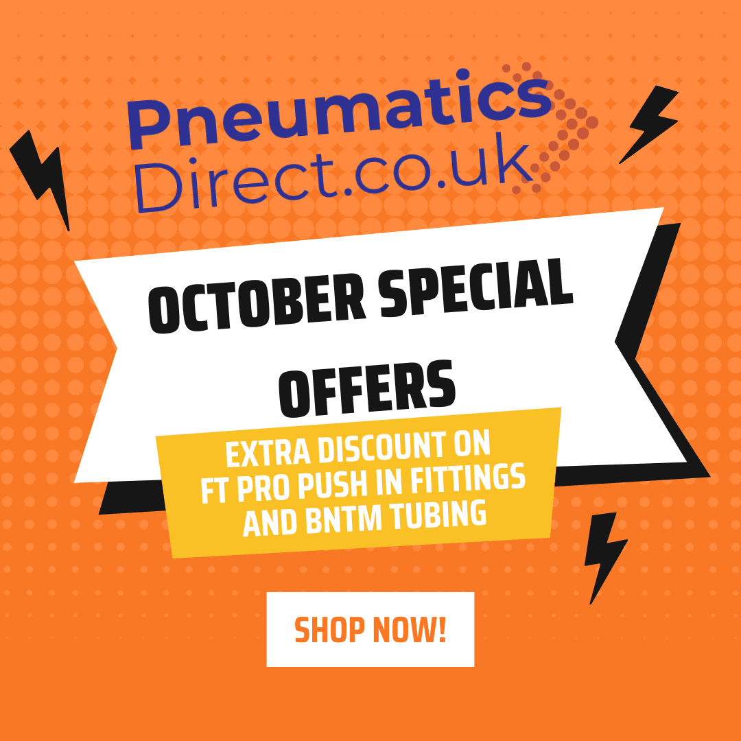 October Special offers from Pneumatics Direct featuring FT Pro all metal, stainless steel and micro fittings and BNTM tubing. 